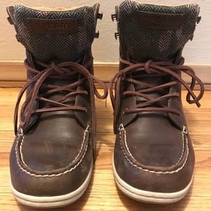 Sperry Brown Leather Ankle Boots